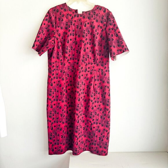 Carolina Herrera Burgundy Red Animal Print Dress 16 - Picture 2 of 6